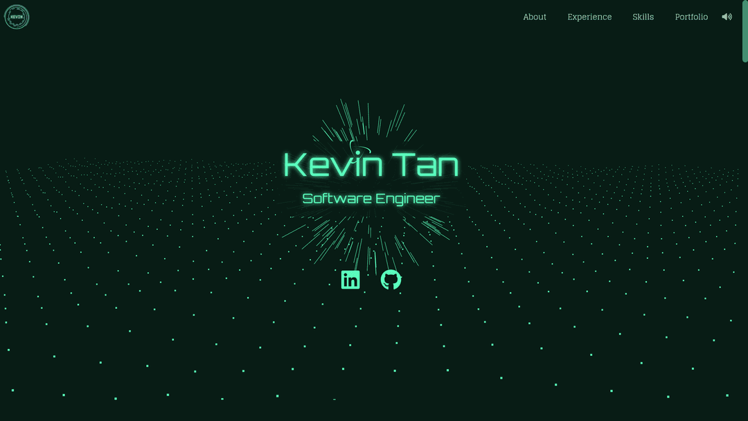 Screenshot of Kevin's portfolio website